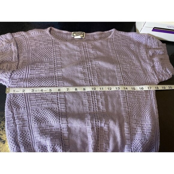 Vintage 90s Keneth Too Purple Short Sleeved Pullover Sweater Sz M - Picture 5 of 9